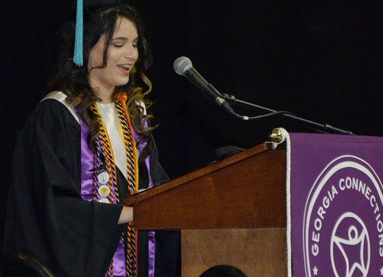 Georgia Connections Academy graduation, the valedictorian speaks at the commencement. 