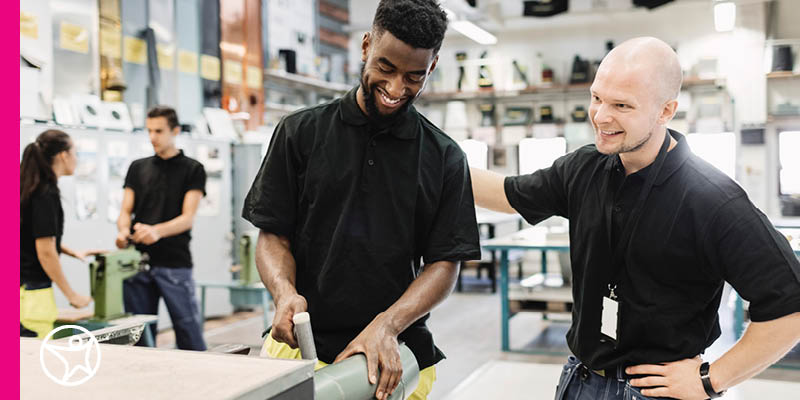 A student being mentored at an internship